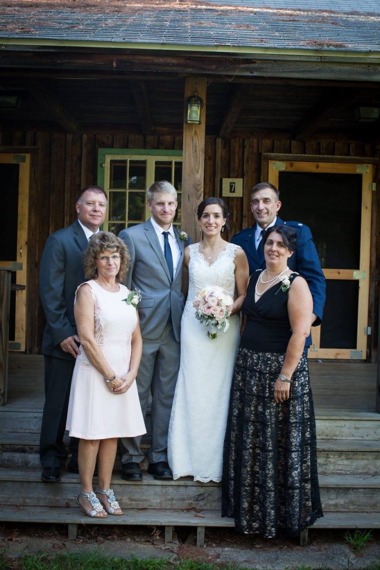 bride + groom and parents